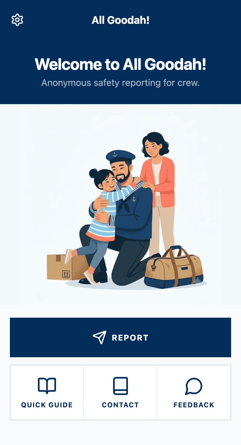 All Goodah! home screen with the Report button